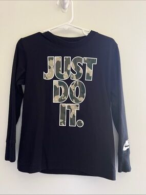 Nike Black Long-Sleeve Tee with Camo JUST DO IT Graphic